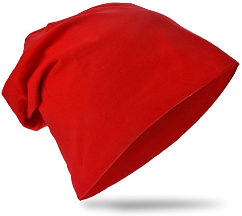 Miobo Kinder Slouch Beanie Mütze,Baumwolle,Unifarbe Rot-XL von Miobo