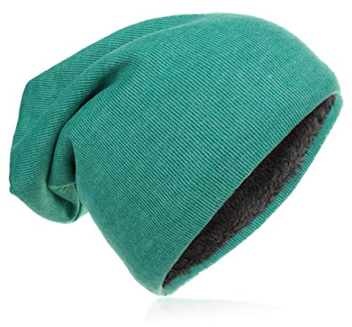 Kinder Jersey Slouch Beanie Long warme Mütze Unisex Unifarbe Trend Winter GBMU-Tuerkis-M von Miobo