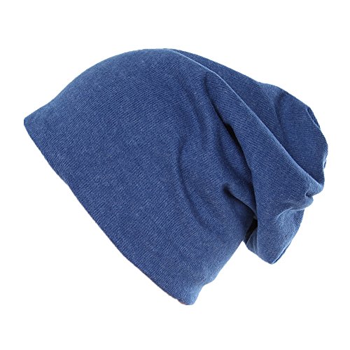 Kinder Jersey Slouch Beanie Long warme Mütze Unisex Unifarbe Winter Trend (56-58cm Kopfumfang, Dunkelblau) von Miobo