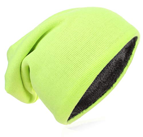 Kinder Jersey Slouch Beanie Long warme Mütze Unisex Unifarbe Winter Trend (56-58cm Kopfumfang, Grün) von Miobo