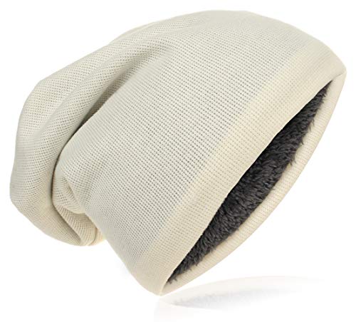 Kinder Jersey Slouch Beanie Long warme Mütze Unisex Unifarbe Winter Trend (56-58cm Kopfumfang, Weiß) von Miobo