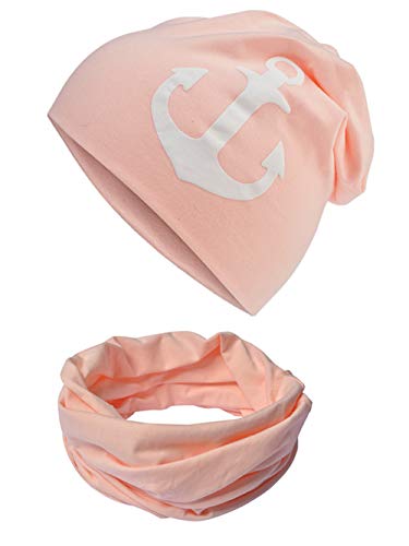 Miobo Beanie Mütze und Schlauchschal Set für Damen, Kinder und Baby, in vielen Farben, aus Baumwolle, Unisex Slouch von Miobo