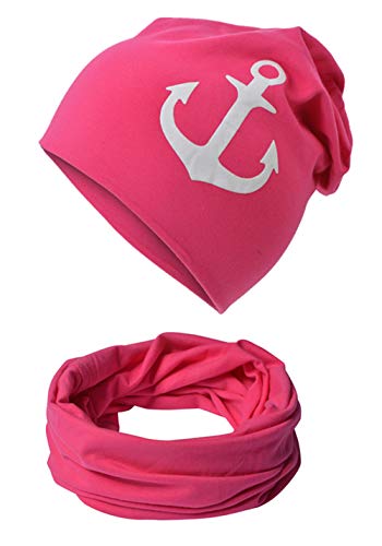 Miobo Beanie Mütze und Schlauchschal Set für Damen, Kinder und Baby, in vielen Farben, aus Baumwolle, Unisex Slouch von Miobo