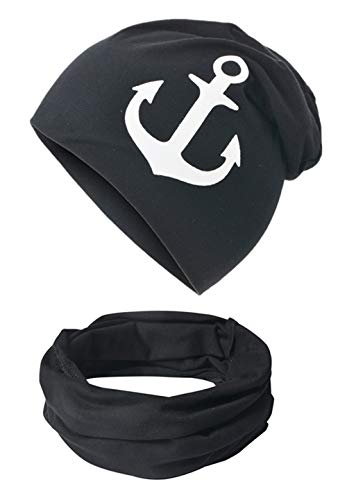Miobo Beanie Mütze und Schlauchschal Set für Damen, Kinder und Baby, in vielen Farben, aus Baumwolle, Unisex Slouch von Miobo