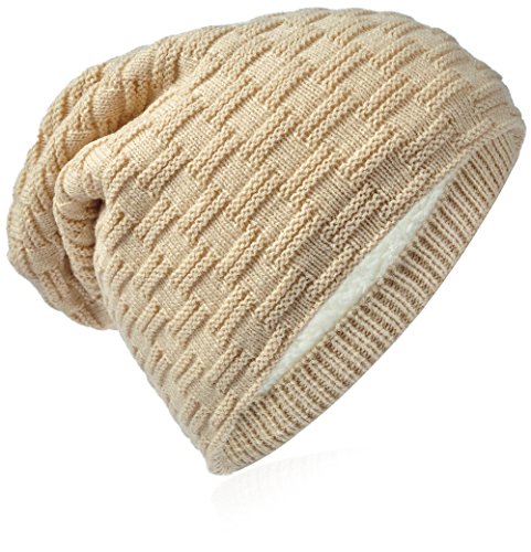 Miobo Beanie mit Innenfutter - warme Feinstrick-Mütze mit Flechtgitter Muster - sehr weich gefütterte Winter-Mütze für Damen & Herren (Flecht-Beige) von Miobo