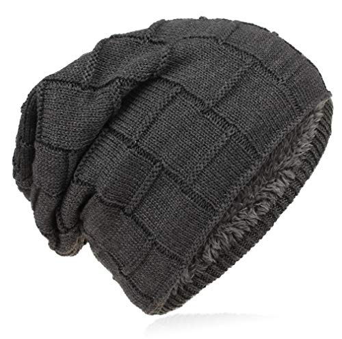 Miobo Beanie mit Innenfutter - warme Feinstrick-Mütze mit Flechtgitter Muster - sehr weich gefütterte Winter-Mütze für Damen & Herren - Anthrazit von Miobo