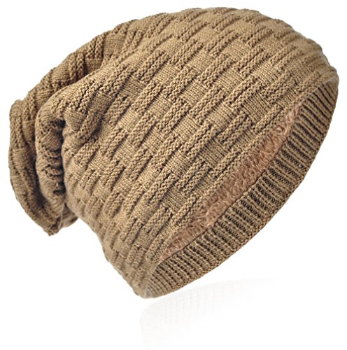 Miobo Beanie mit Innenfutter - warme Feinstrick-Mütze mit Flechtgitter Muster - sehr weich gefütterte Winter-Mütze für Damen & Herren - Taupe von Miobo
