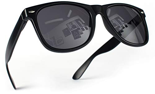 Miobo Retro Sonnenbrille, verspiegelt, Nerd-Design, Unisex, Club-Stil, UV400 (XS, Schwarz Schwarz) von Miobo