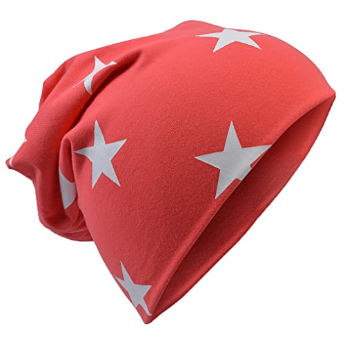 Miobo Jersey Slouch Beanie Long Mütze Unisex Stern Baumwolle Baby Kinder Damen Herren Klein Stern Coral 43 von Miobo