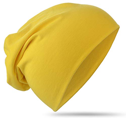 Miobo Kinder Slouch Beanie Mütze,Baumwolle,Unifarbe Gelb-L von Miobo