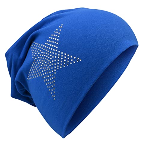 Miobo Kinder Slouch Beanie Mütze,Baumwolle,Strass Stern Blau 43 von Miobo