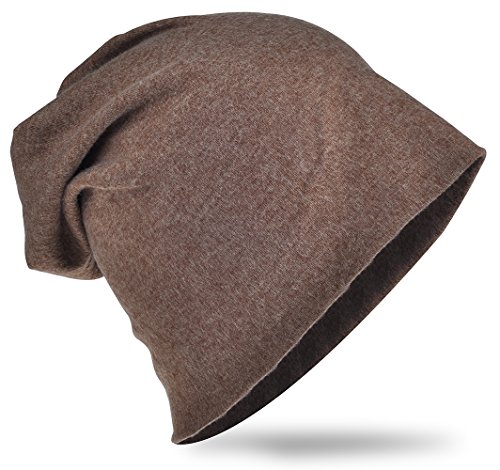 Miobo Jersey Slouch Beanie Unisex Herren Damen Mütze Trend Dunkelbraun-S von Miobo