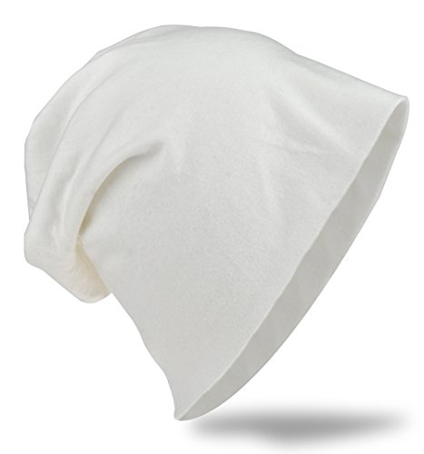 Miobo Jersey Slouch Beanie Unisex Herren Damen Mütze Trend Weiss-L von Miobo