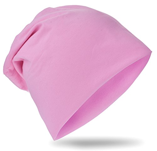 Miobo Kinder Slouch Beanie Mütze,Baumwolle,Unifarbe Rosa-L von Miobo