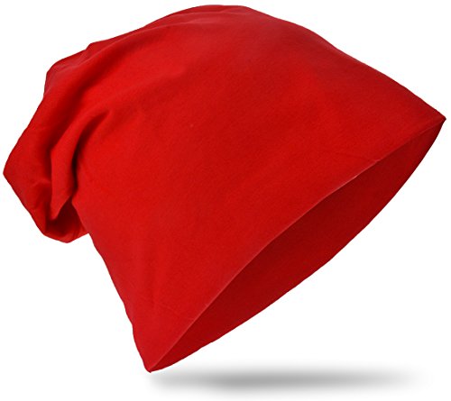 Miobo Kinder Slouch Beanie Mütze,Baumwolle,Unifarbe Rot-L von Miobo