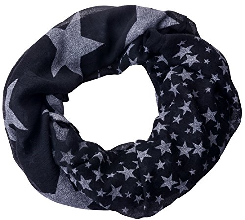 Miobo Leichter breiter Stern Loopschal Snood Schlauchschal Rundschal in vielen schönen Farben (One Size, Schwarz) von Miobo