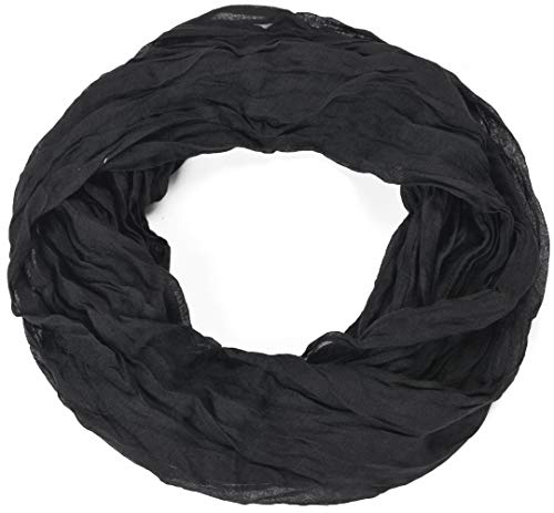 Miobo Loop Schal Crinkle Schal Halstuch Unifarbe 70 x 180cm Frühling Sommer Herbst (180x70cm, Schwarz Rund) von Miobo