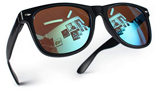 Miobo Retro Sonnenbrille, verspiegelt, Nerd-Design, Unisex, Club-Stil, UV400, L, Schwarz Blau Miobo Retro Sonnenbrille, verspiegelt, Nerd-Design, Unisex, Club-Stil, UV400, L, Schwarz Blau von Miobo