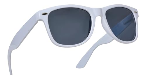 Miobo Retro Sonnenbrille, verspiegelt, Nerd-Design, Unisex, Club-Stil, UV400 (L, Weiß Schwarz) von Miobo