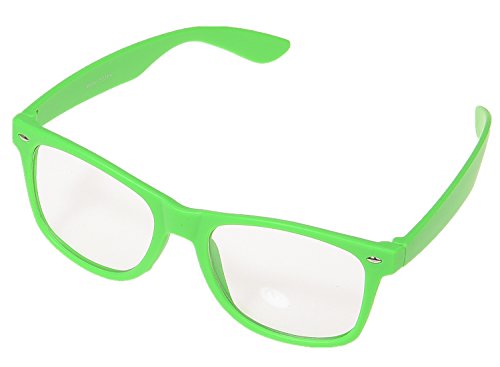 Miobo Sonnenbrillen Party Brillen 1980 style Retro Atzen Nerdbrille Hornbrille Sonnenbrille oder Klarglas Schwarz (Grün Klarglas) von Miobo