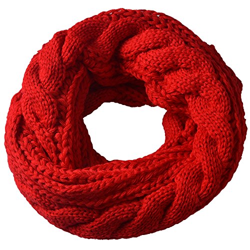 Miobo Strick Loop Schal, Winterschal, Wolle warmen, Hochwertiges, Unisex mit Einheitsgröße, 65 x 30cm, Rot von Miobo