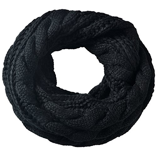 Miobo Strick Loop Schal, Winterschal, Wolle warmen, Hochwertiges, Unisex mit Einheitsgröße, Schwarz, 65 x 30cm von Miobo
