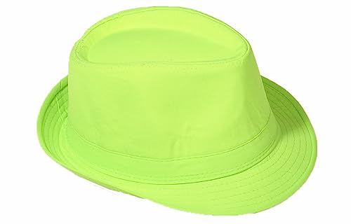 Strohhut Panama Fedora Trilby Gangster Hut Sonnenhut mit Stoffband Farbe:-Grün Gr:-58 von Miobo