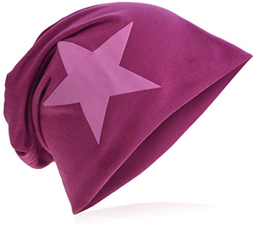 Miobo Jersey Slouch Beanie mit Stern Style, Herren Damen,Einheitsgröße,Pinkstern Orchidee von Miobo