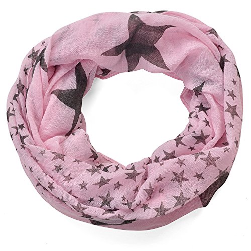 Miobo Leichter breiter Stern Loopschal Snood Schlauchschal Rundschal in vielen schönen Farben (One Size, Rosa) von Miobo