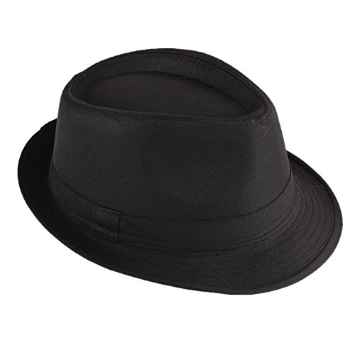 Strohhut Panama Fedora Trilby Gangster Hut Sonnenhut mit Stoffband Farbe:-Schwarz Gr:-58 von Miobo