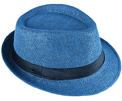 Miobo Strohhut, Panamahut Fedorahut,Trilby-Design,Sonnenschutz 54-Strohhut-Königsblau von Miobo