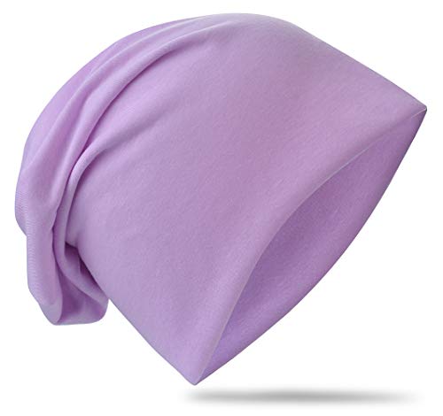 Unifarbe Jersey Slouch Beanie Long Mütze Unisex Herren Damen Trend (One Size, Flieder) von Miobo