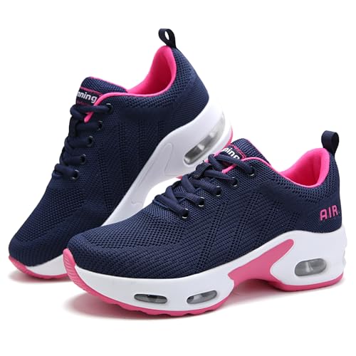 Mioceke Turnschuhe Damen Laufschuhe Atmungsaktiv Leichtgewichts Sportschuhe Luftpolster Sneakers Bequem Straßenlaufschuhe Blau 40 EU von Mioceko