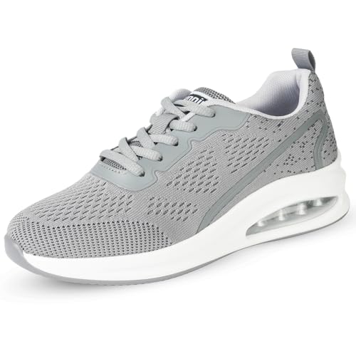Mioceko Laufschuhe Damen Sneakers Leicht Turnschuhe Luftpolsterung Sportschuhe Atmungsaktiv Schlupfschuhe Bequem Straßenlaufschuhe Grau 39 EU von Mioceko