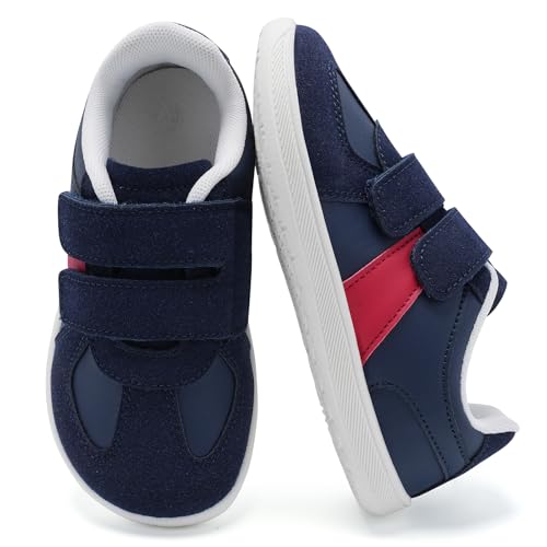 Mioceko Jungen Sneakers Breiter Zehenraum Barfussschuhe Kinders Turnschuhe Leicht Rutschsicher Mädchen Huasschuhe Atmungsaktiv Laufschuhe Blau 27 EU von Mioceko