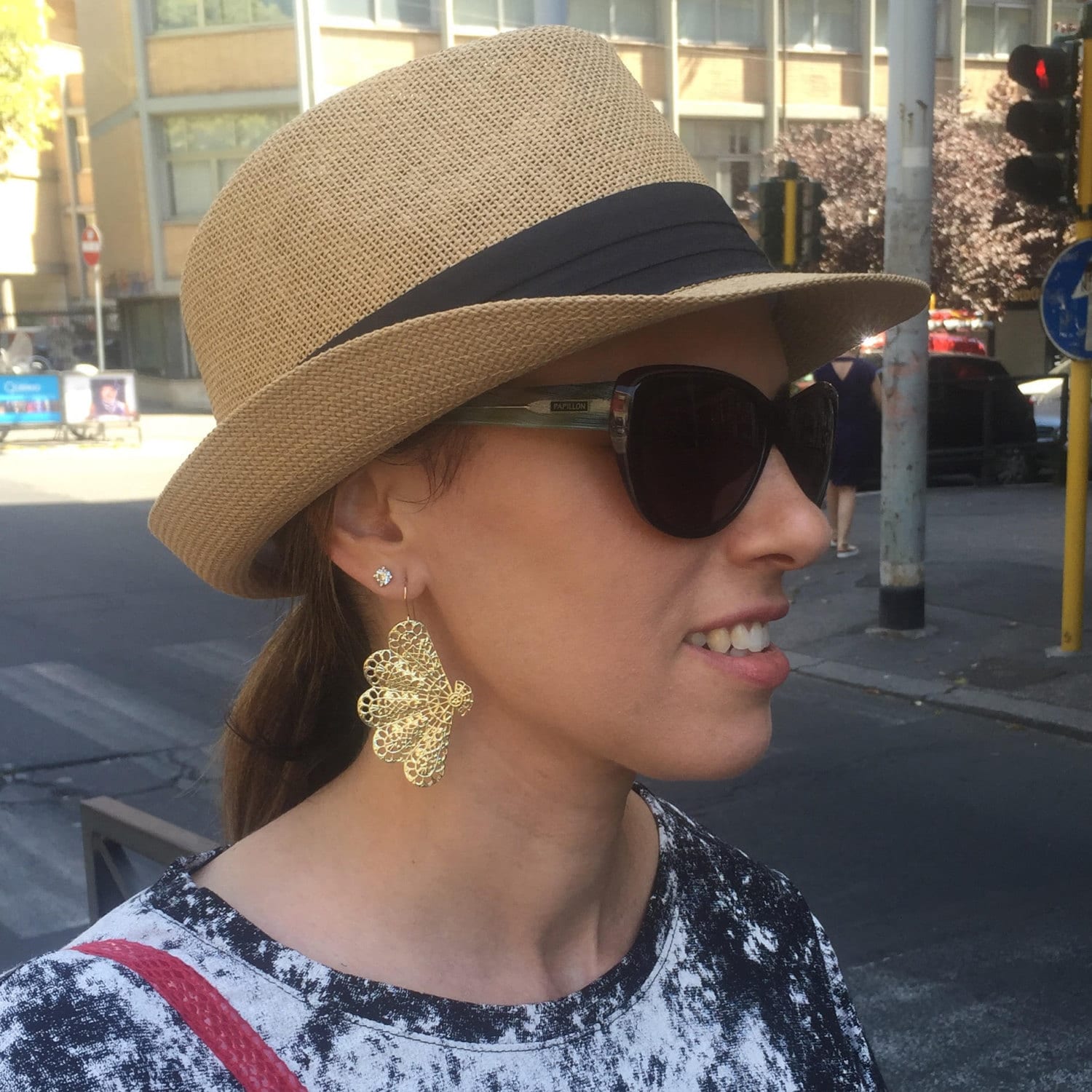 Große Fächer Ohrringe Im Vintage Stil, Vergoldete Filigrane Ohrringe, Geschenk Für Sie von MiolaJewelry