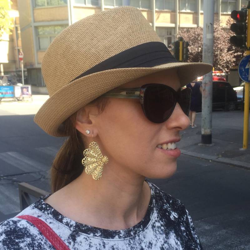 Große Fächer Ohrringe Im Vintage Stil, Vergoldete Filigrane Ohrringe, Geschenk Für Sie von MiolaJewelry