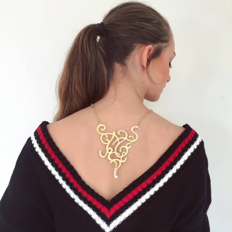 Große Goldene Aussage Abstrakte Halskette, Statement Lätzchen Halskette Für Frauen, Urlaub Geschenk Sie von MiolaJewelry