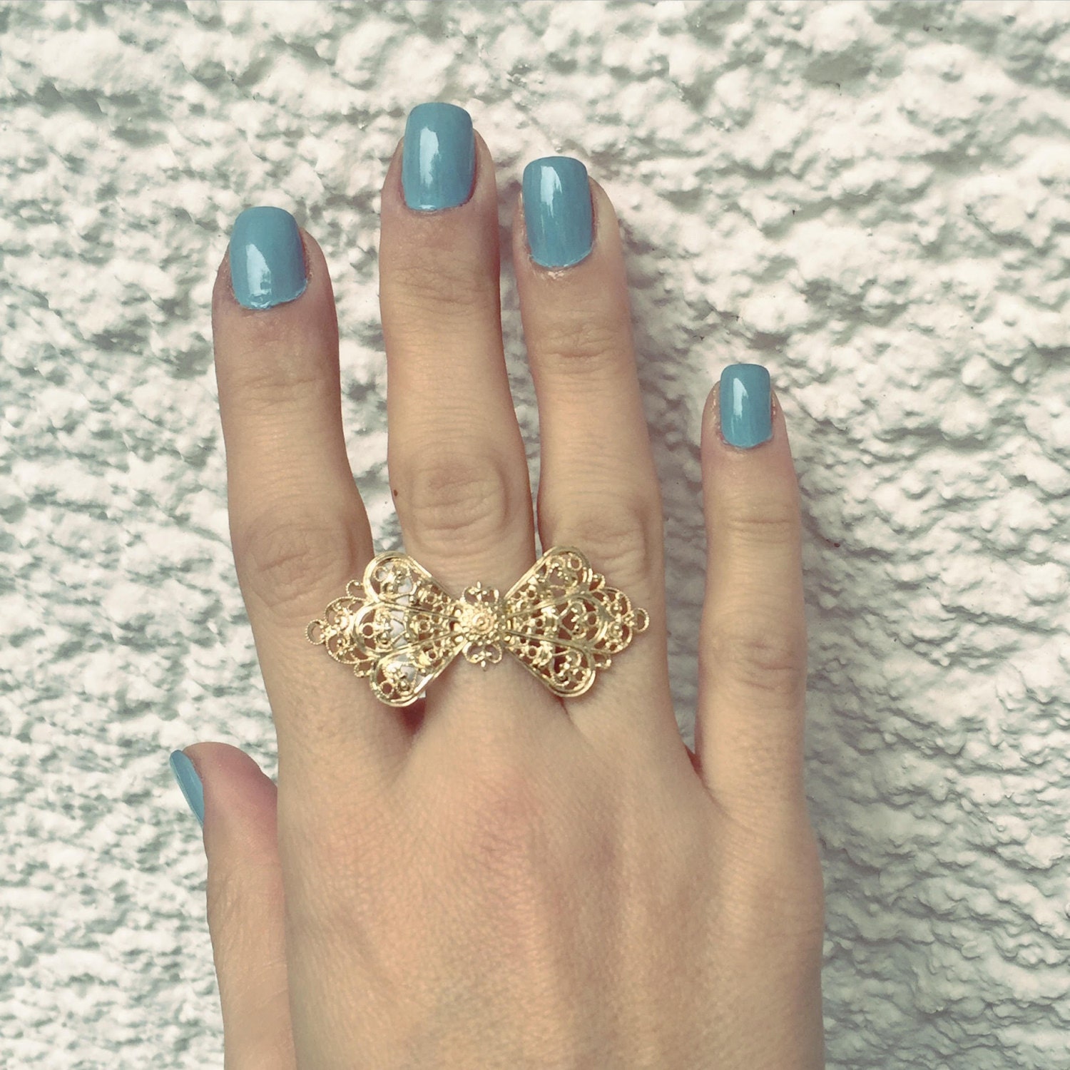 Jahrgang Bow Ring, Zarte Spitzen Bogen Vergoldeter Handgemachten Schmuck-Geschenk-Idee von MiolaJewelry