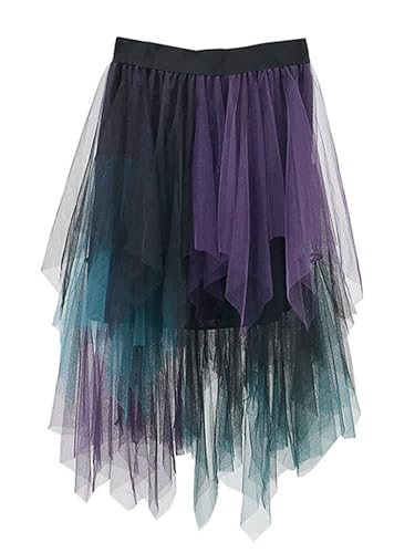 Tüll-Netzstoff-Rock für Damen, A-Linie, elastisch, hohe Taille, gestufter Lagenrock, Ballett, Abschlussball, Party, Tüll-Tutu, Midirock, Einheitsgröße von Miolasay