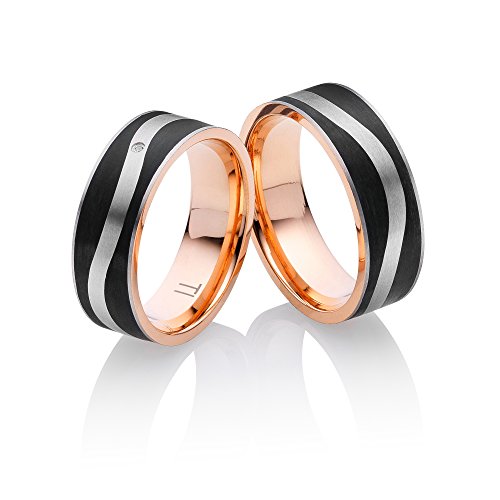 Miomi Titan Eheringe Partnerringe St.Tropez - Trauringe Schmuck Roségold/Silber und Schwarz Miomi Titan Eheringe Partnerringe St.Tropez - Trauringe Schmuck Roségold/Silber und Schwarz von Miomi