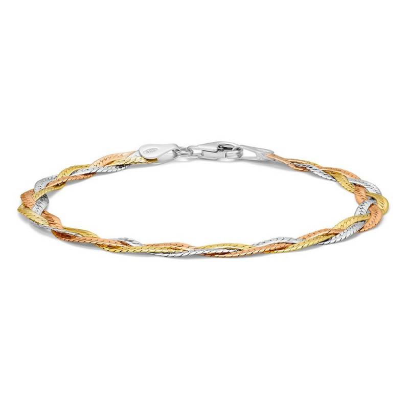 Miore Armband SIL011B - Schlangenarmband - Tricolor - 18 kt vergoldetes 925er Silber, Handgefertigt in Italien von Miore