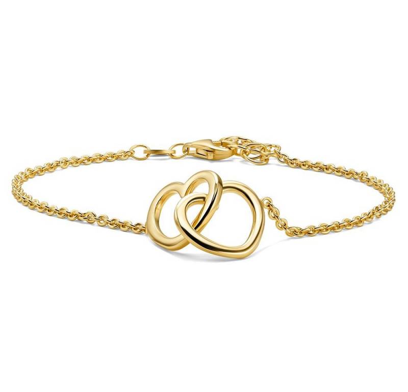 Miore Armband SIL027B - mit Herzen - 18 kt vergoldetes 925er Silber - 17 cm + 3 cm, umschlungene Herzen ca. 22,5 mm x 12,5 mm von Miore