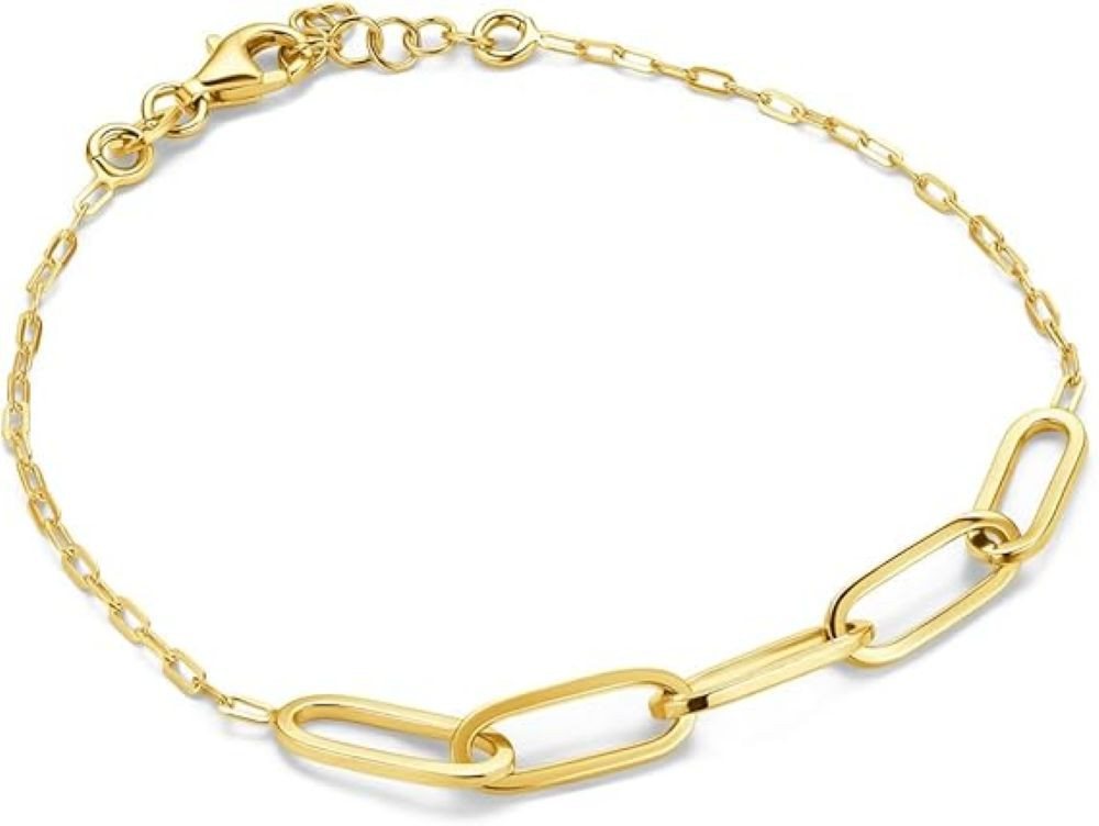 Miore Armband TA004SB - Paperclip in 925 Sterling Silber vergoldet 18Kt Gelbgold, Ankerkette Länge 17 cm + 2 cm Extension von Miore