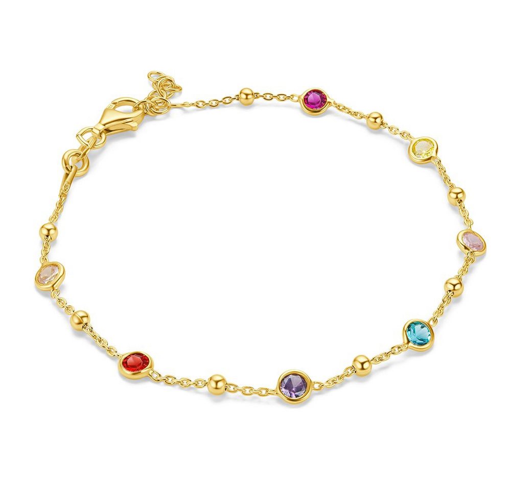 Miore Armband TA005SB - mit 7 Zirkonia in 925 Sterling Silber vergoldet 18Kt Gold, Armkette Länge 17 cm + 2 cm Extension von Miore