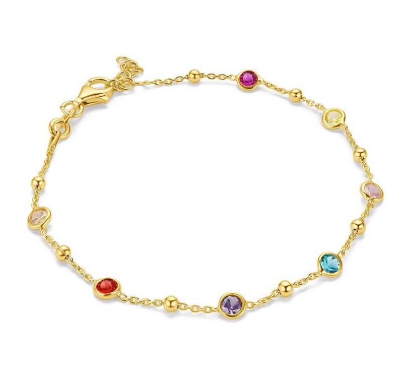 Miore Armband TA005SB - mit 7 Zirkonia in 925 Sterling Silber vergoldet 18Kt Gold, Armkette Länge 17 cm + 2 cm Extension von Miore