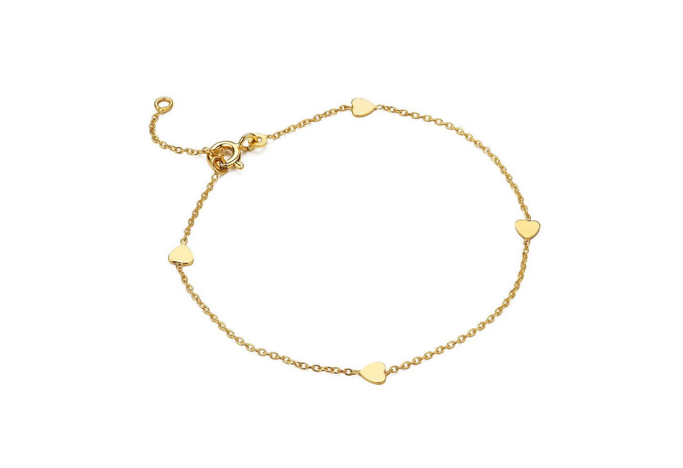 Miore Charm-Armband MGM941B - Klassisches Goldarmband mit Herzen - 9 Kt. 375 Gelbgold, Ankerkette für Damen von Miore