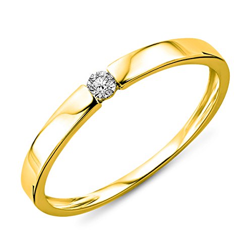 Miore Damen Gelbgold Diamant Solitär Verlobungsring 14KT (585) mit Brillant 0.05 ct von MIORE