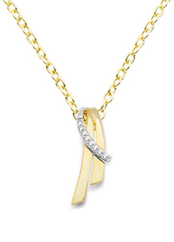 Miore Damen-Halskette 9 Karat (375) Gelb-/Weißgold Anhänger mit Brillanten 45cm Kette MIN906N von MIORE