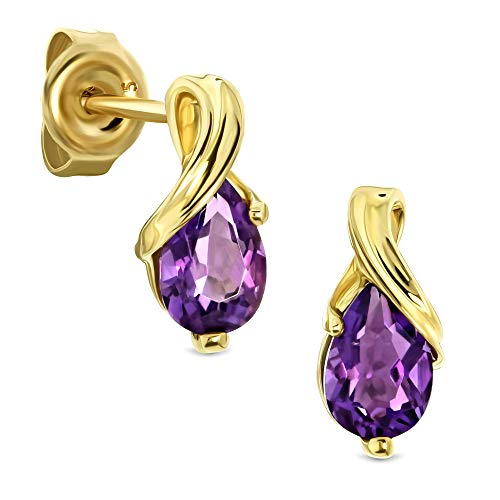 Miore Ohrringe Damen tropfen Ohrhänger mit Edelstein/Geburtsstein Amethyst in lila aus Gelbgold 9 Karat / 375 Gold, Ohrschmuck Miore Ohrringe Damen tropfen Ohrhänger mit Edelstein/Geburtsstein Amethyst in lila aus Gelbgold 9 Karat / 375 Gold, Ohrschmuck von MIORE